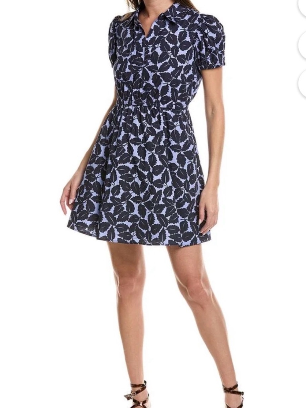 Salt to Sable Leaf Print 100% Cotton Dress sz L